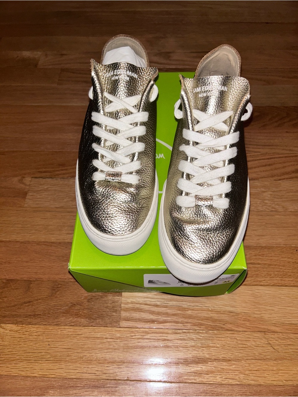 Sam Edelman Metallic Gold & White Women's Low-Top Sneakers